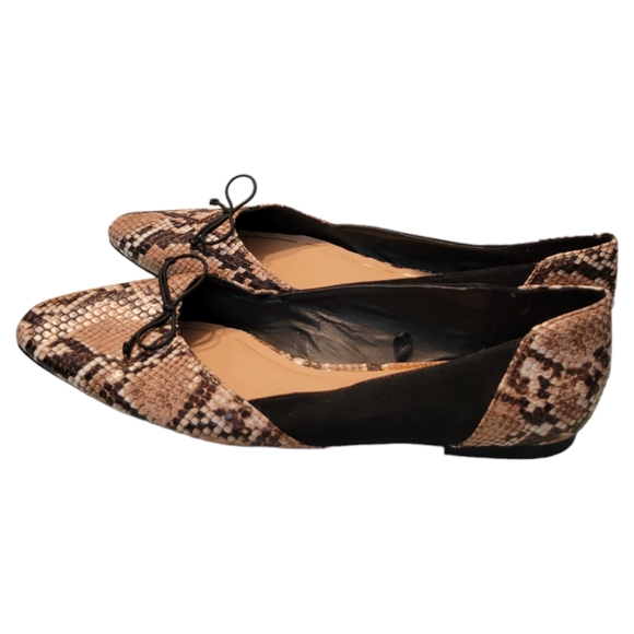 ZARA Woman Beige Snake Animal Print Ballet Flats Size 39 /USA 8 - Picture 4 of 7